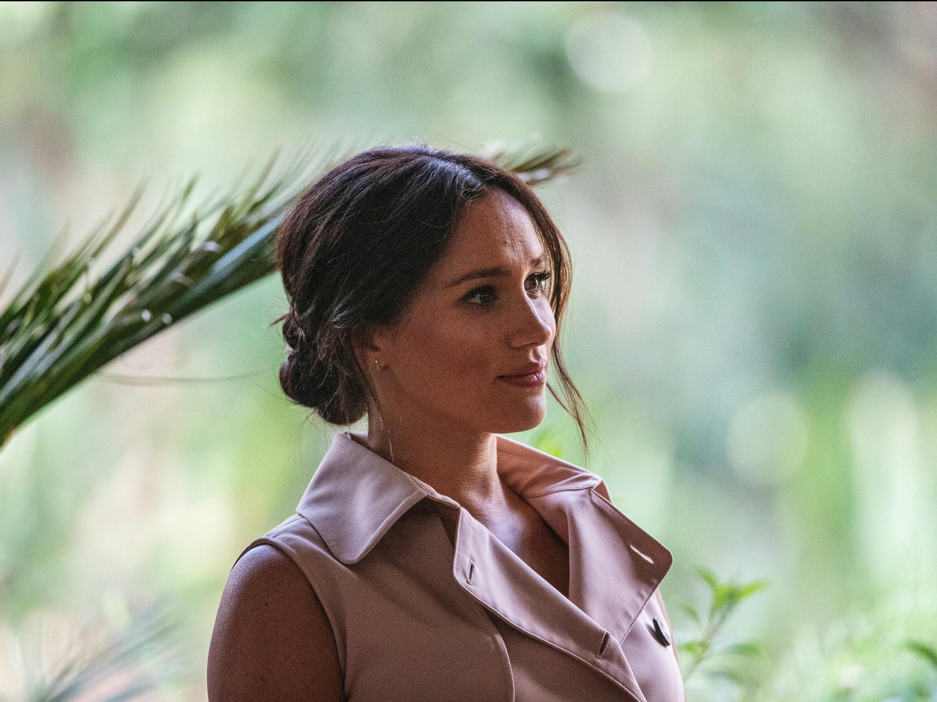 Meghan, the Duchess of Sussex arrives at the British High Commissioner residency where she &nbsp;will meet with Graca Machel, widow of former South African president Nelson Mandela, in Johannesburg