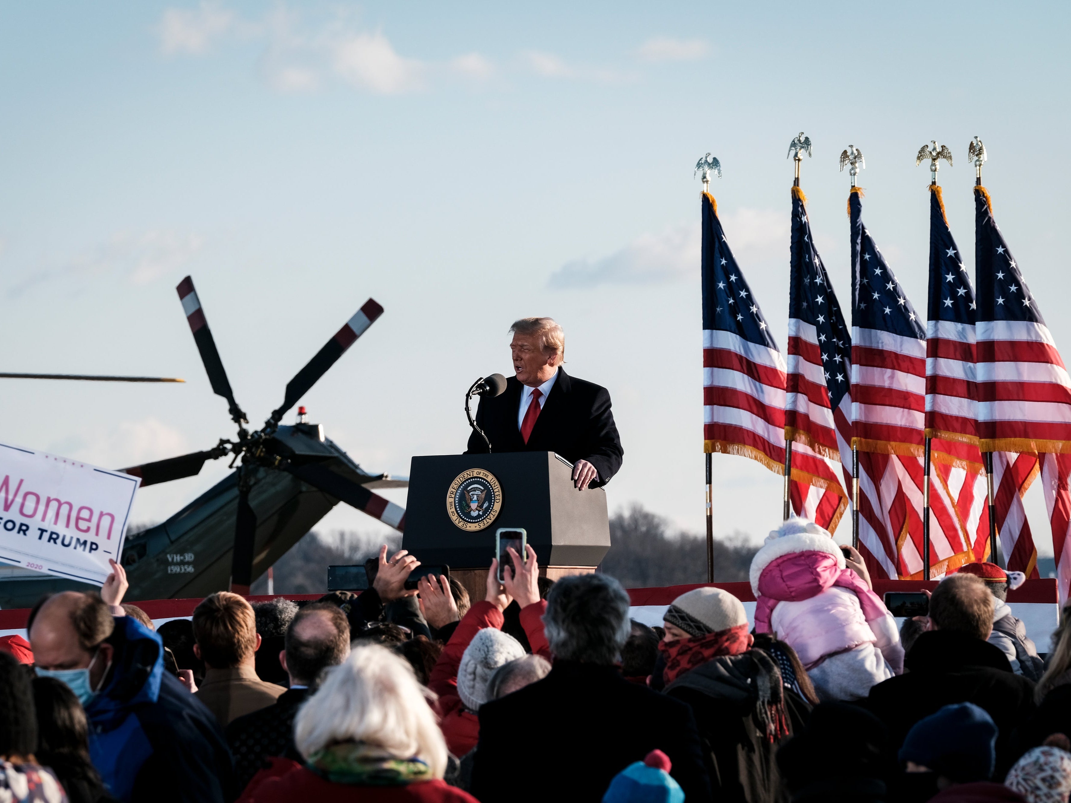 Trump at Joint Base Andrews in Maryland on his last day as president