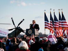 Trump draws small crowd at final speech on inauguration day