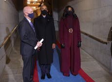 Michelle Obama receives praise for purple Inauguration Day outfit