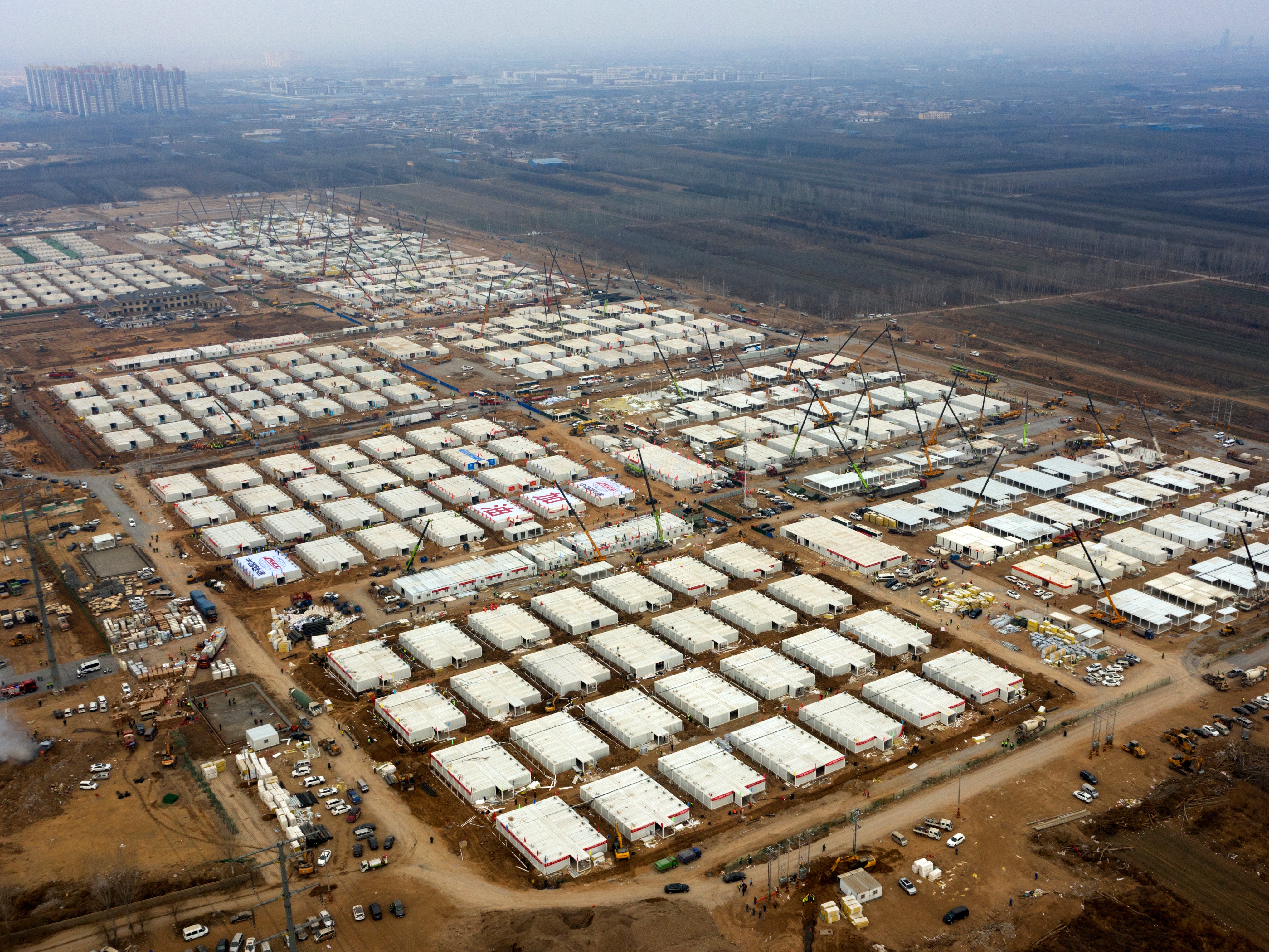 Scores of prefabricated units have been put up in just a week