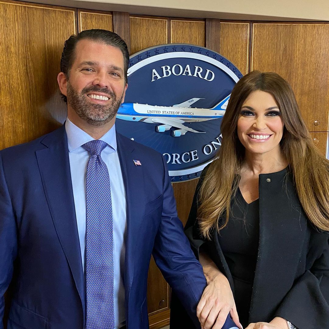 Donald Trump Jr and Kimberly Guilfoyle on board Air Force