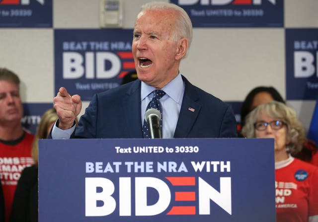 <p>Democratic presidential candidate former Vice President Joe Biden speaks about his plan to curb gun violence in February 2020.</p>