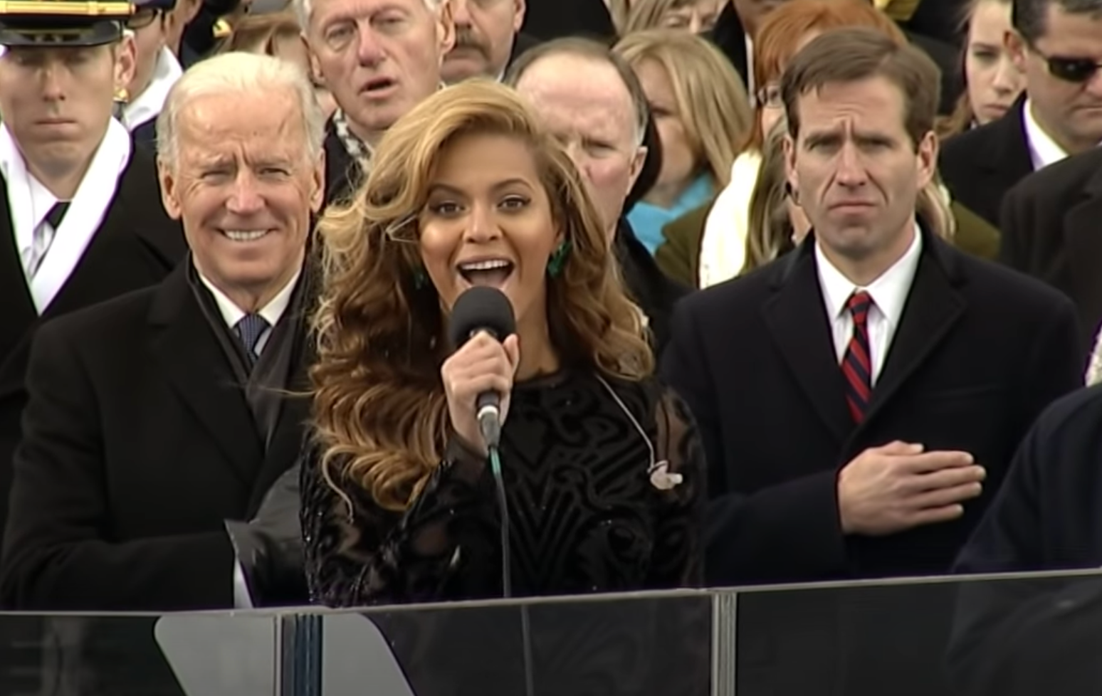 Beyoncé sings the National Anthem at Barack Obama’s inauguration on 21 January 2013