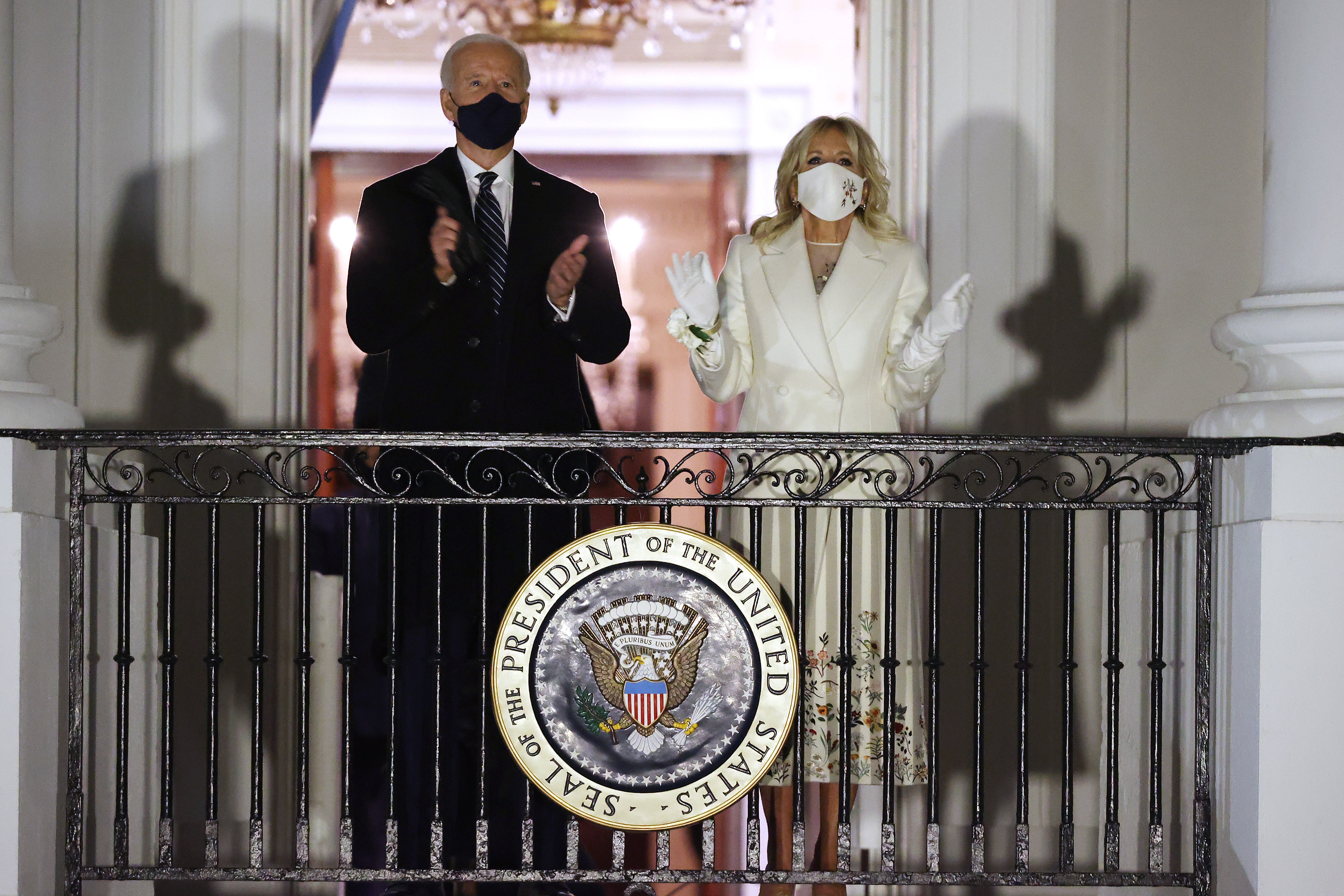 President Biden and first lady Jill Biden watch a fireworks show on the National Mall&nbsp;