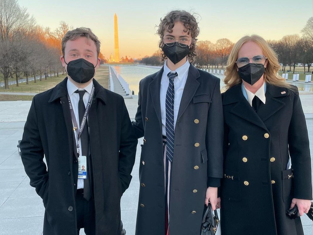 Second gentleman Doug Emhoff’s ex-wife Kerstin attended the Biden-Harris inauguration in January 2021. Pictured with Ella and Cole