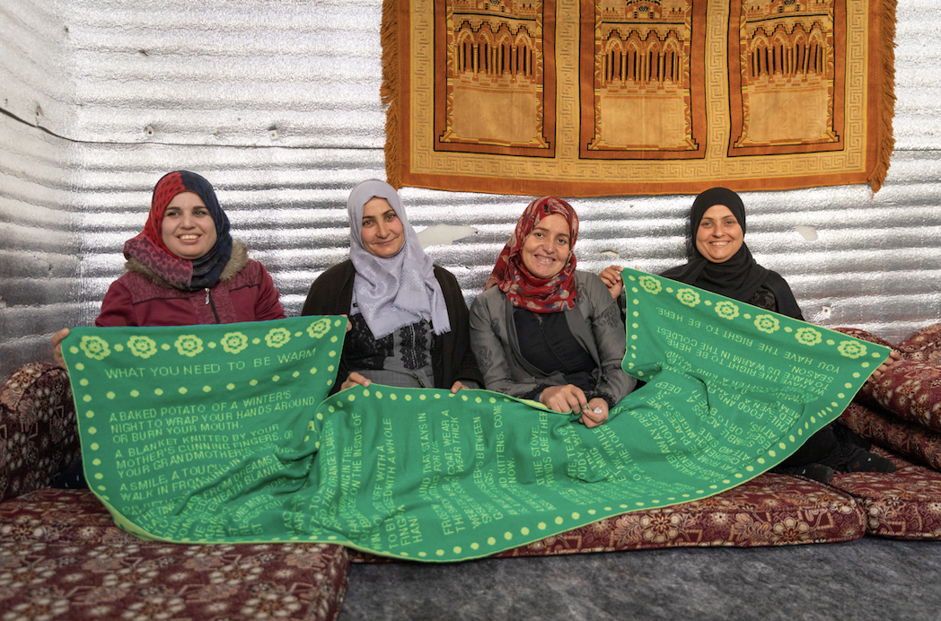 Samira, Itidal, Kholoud and Samaher, Syrian refugees living in Azraq camp in Jordan