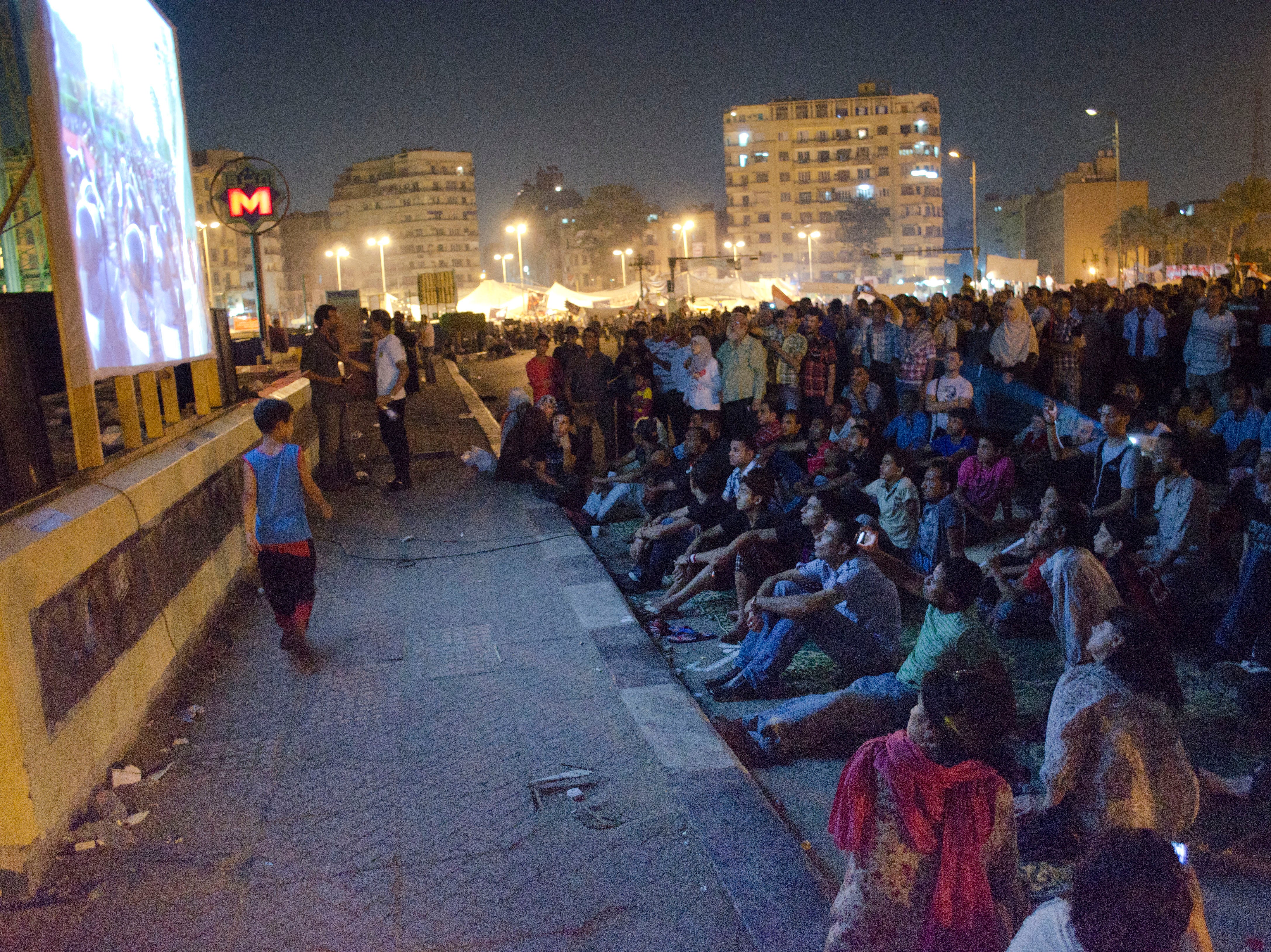 “Tahrir cinema” on the square in January 2011&nbsp;