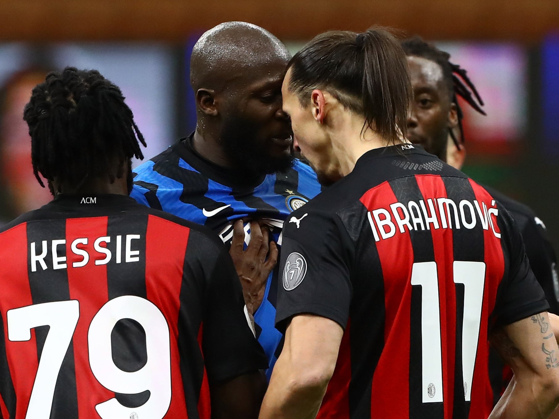 Zlatan Ibrahimovic and Romelu Lukaku were booked after a heated exchange