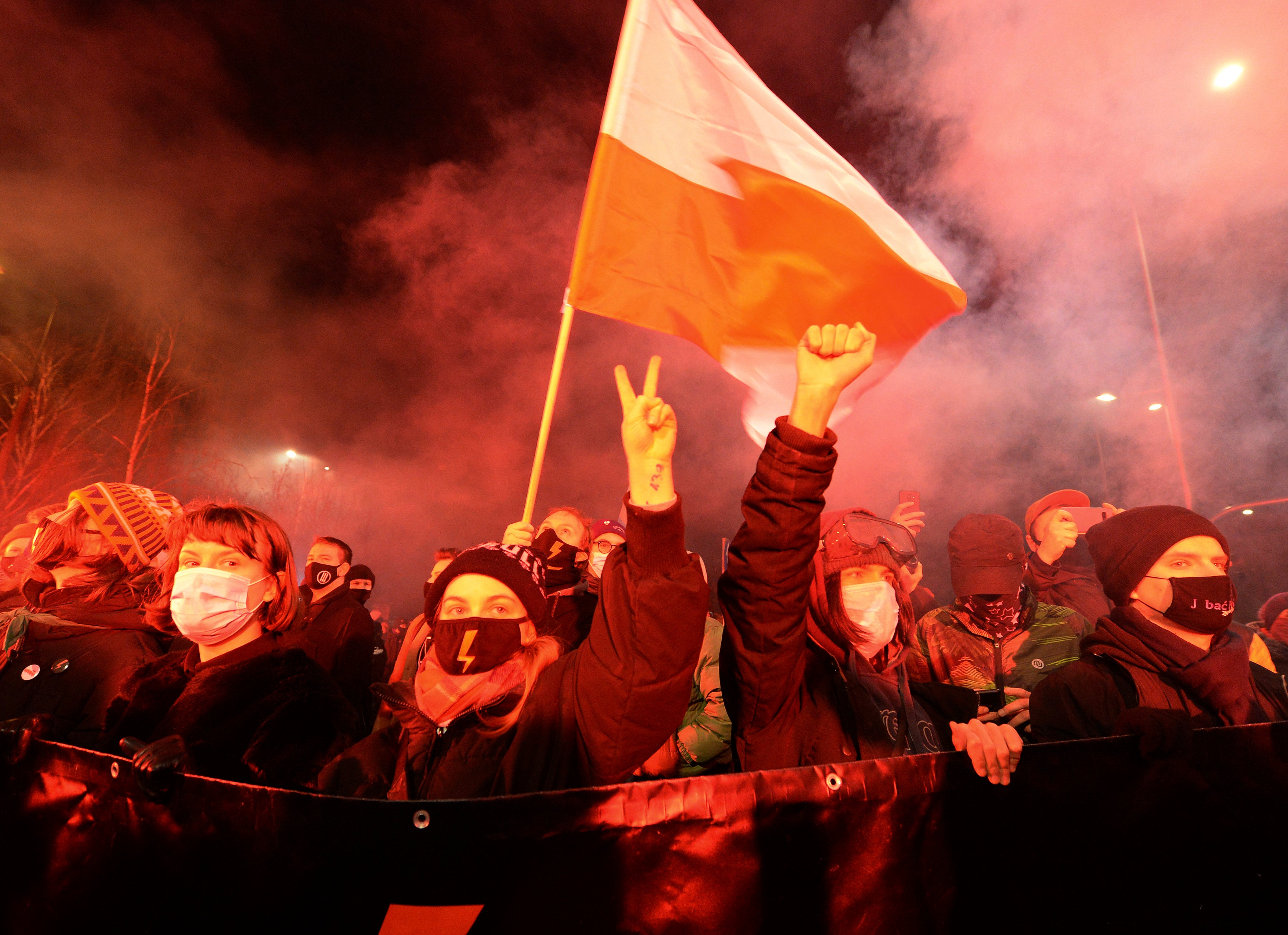 Protests against abortion laws in Warsaw on Wednesday