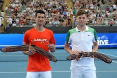 Djokovic plays Adelaide exhibition despite blistered hand