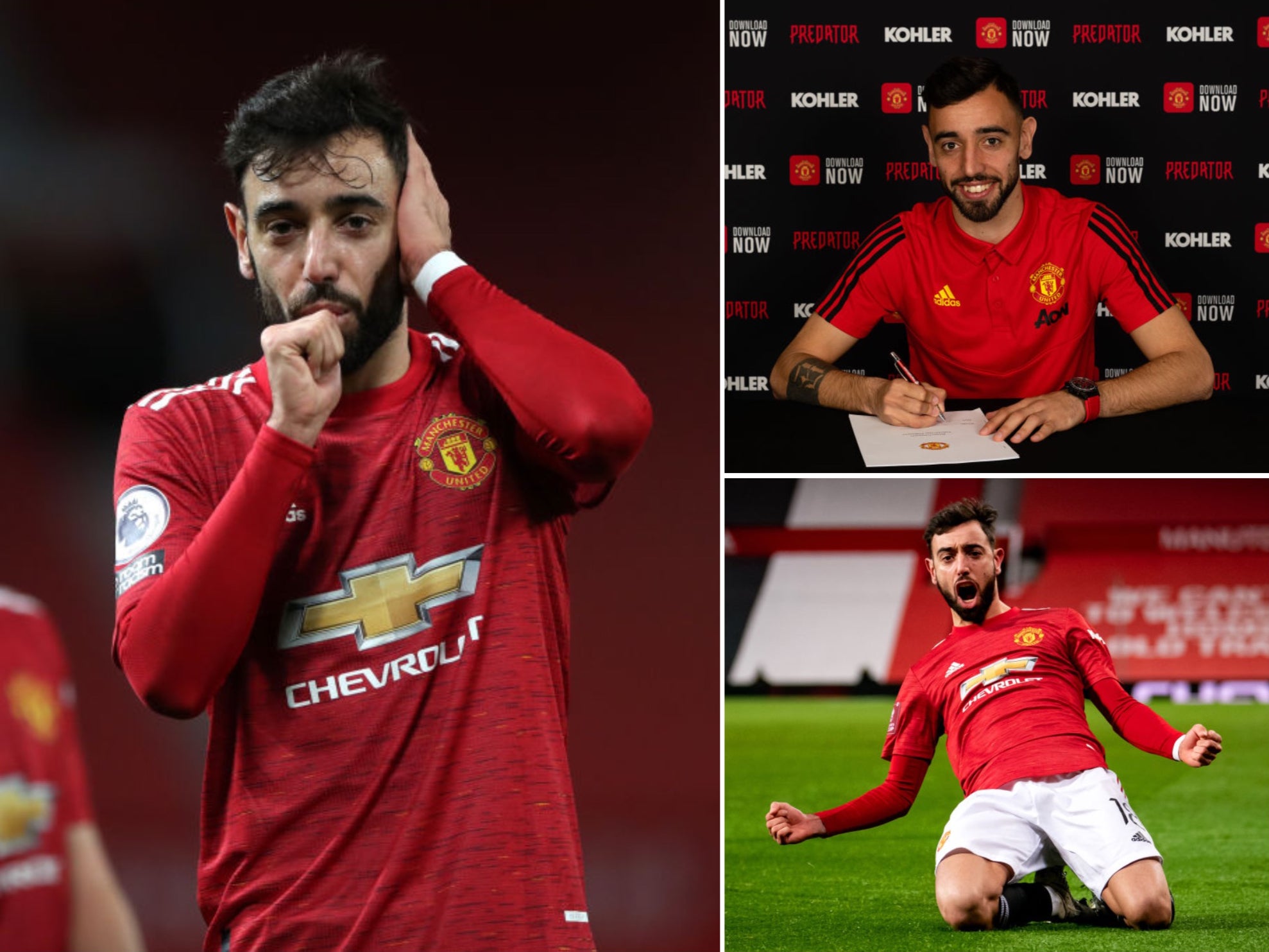 A composite image of Manchester United midfielder Bruno Fernandes