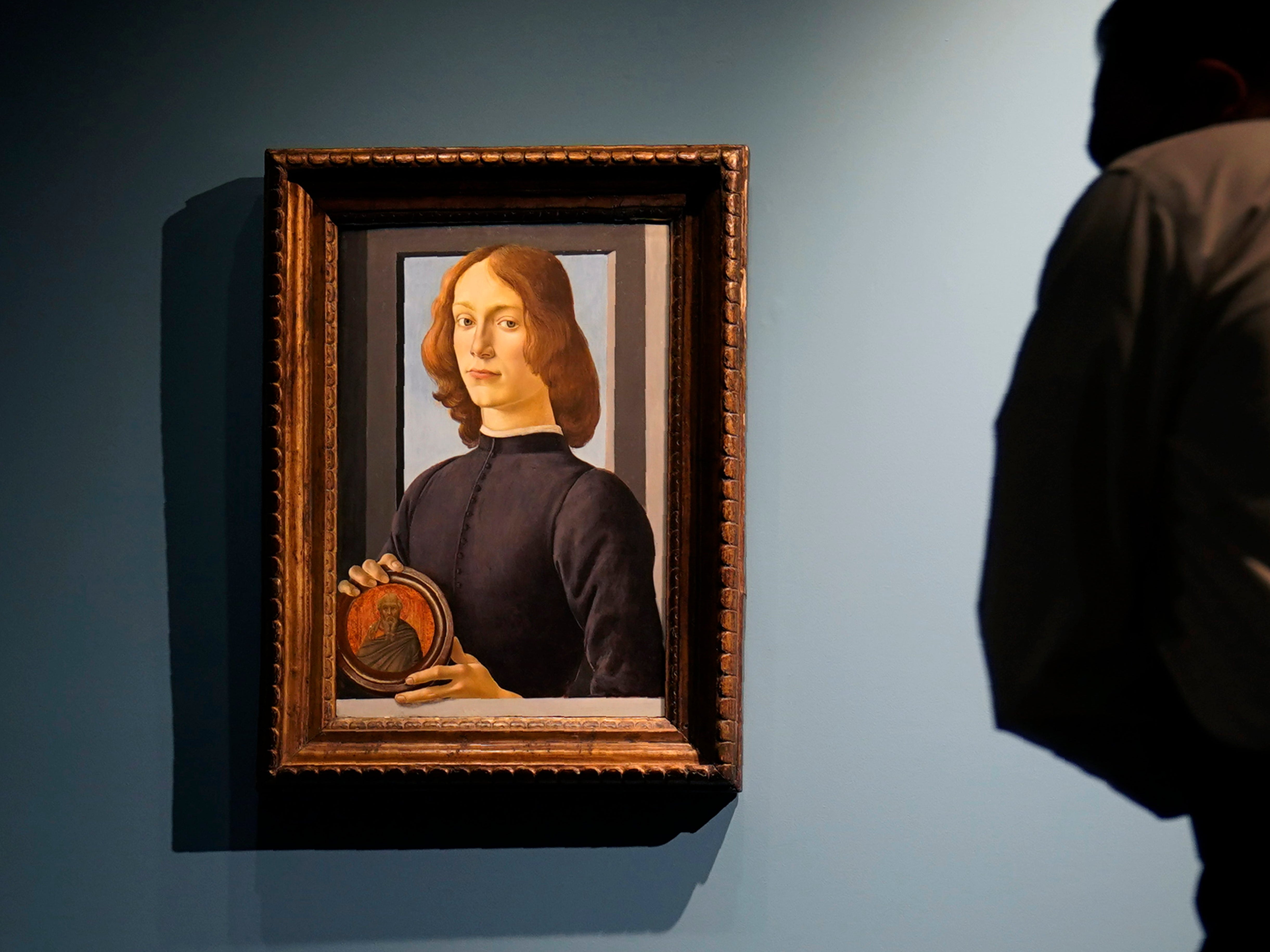 Image showing Botticelli’s portrait Young Man Holding a Roundel, dated between 1470-1480