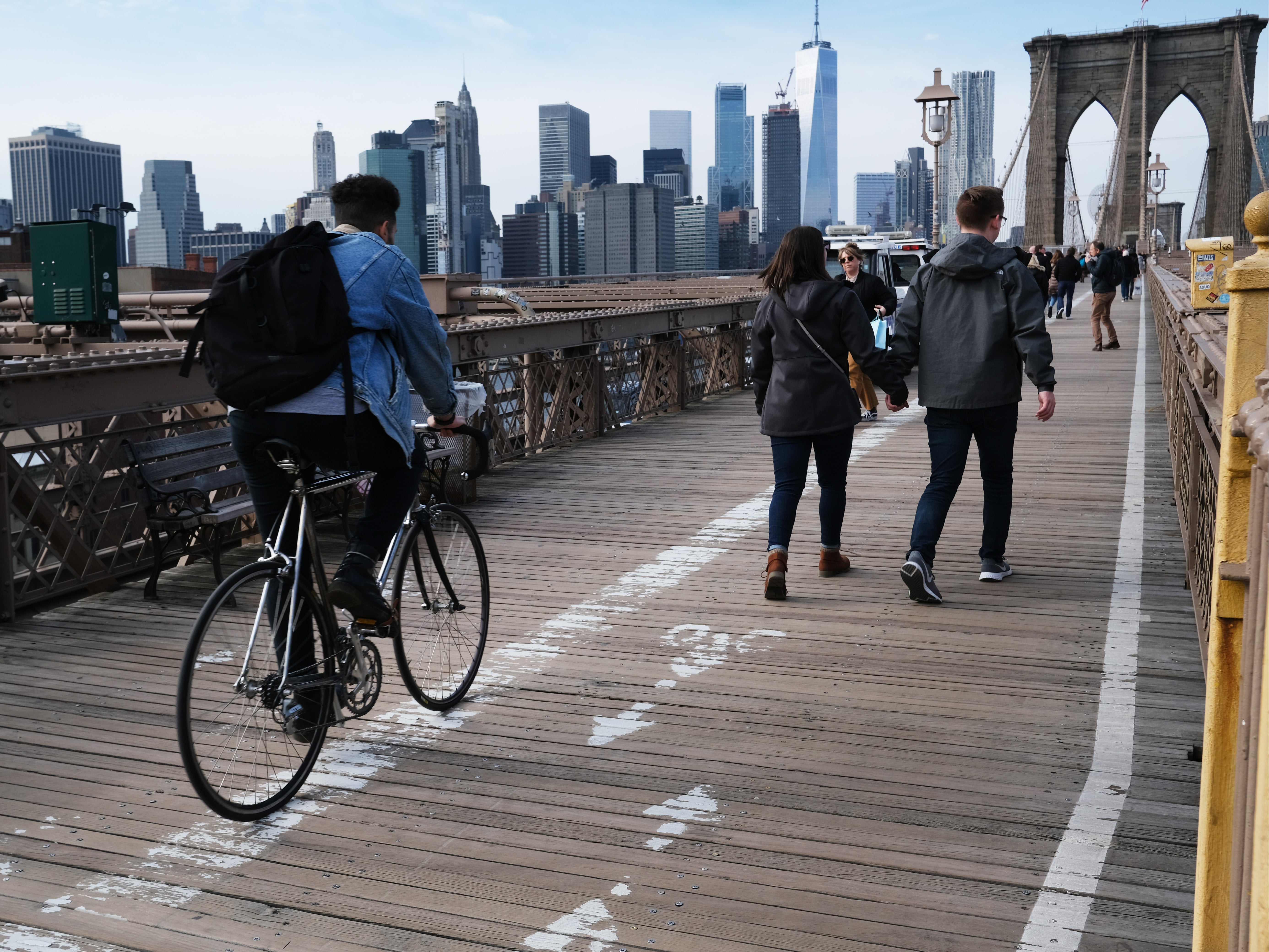 Bicyclists and pedestrians often battled for space on the Brooklyn Bridge until a new bike path was installed last year