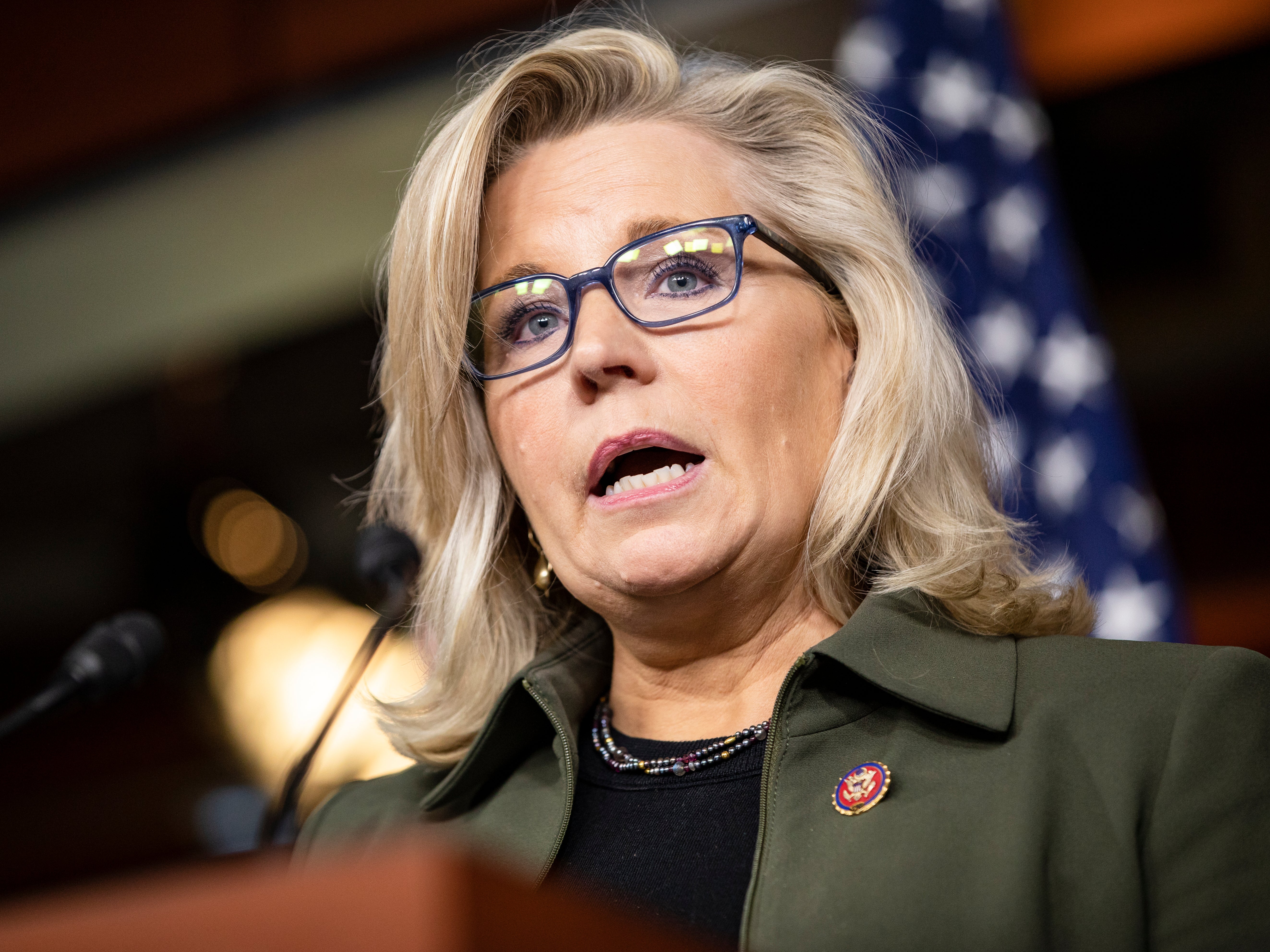 <p>Republican Conference Chairman Rep. Liz Cheney speaks during a press conference at the US Capitol on 17 December 2019 in Washington, DC</p>