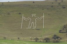 Vandals paint Covid mask on historic 235ft chalk figure