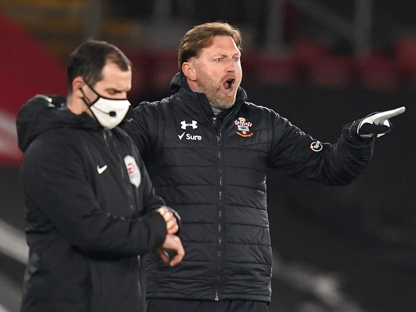 Southampton coach Ralph Hasenhuttl shows his frustration