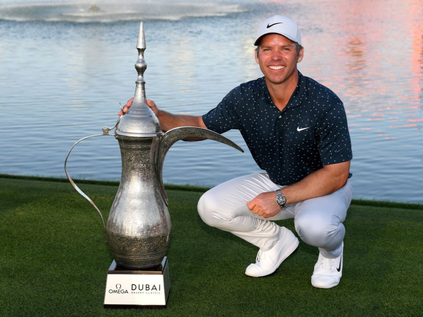 Paul Casey celebrates his four-shot victory