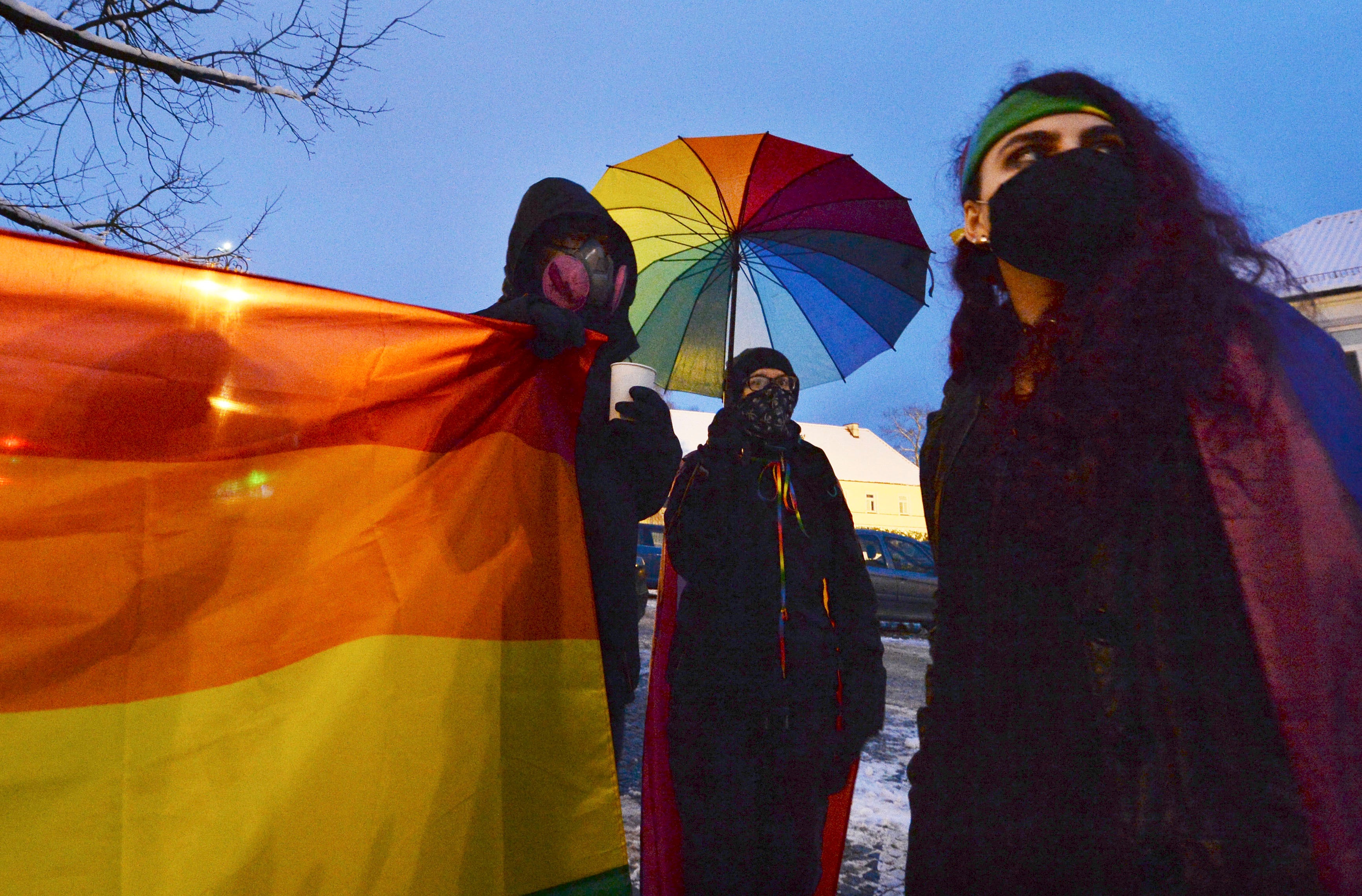 Human rights activists outside a provincial court in Poland