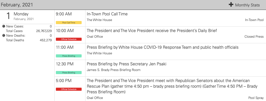 Biden daily schedule