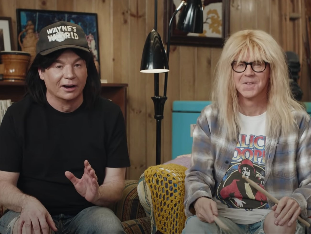 Mike Myers and Dana Carvey return as their Wayne’s World characters in a Super Bowl ad