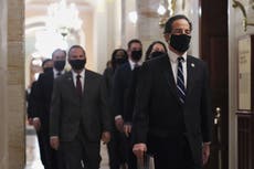 Trump impeachment defence lawyer: ‘idiotic’ to mention election - live