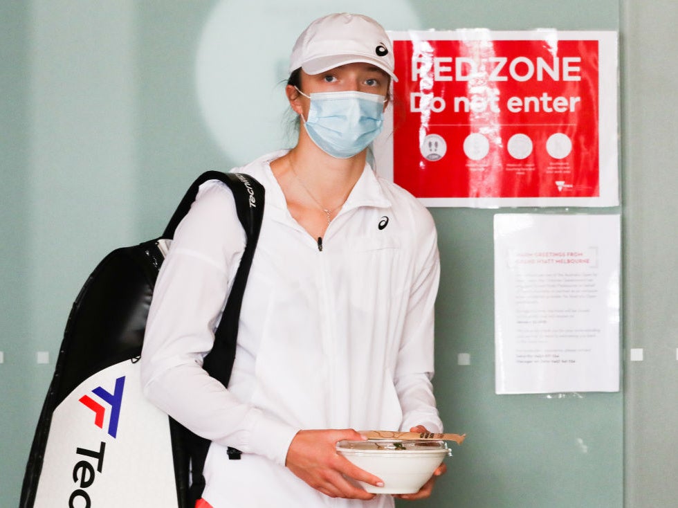 A &nbsp;player awaits transport at the Grand Hyatt Melbourne, where the positive test result was recorded