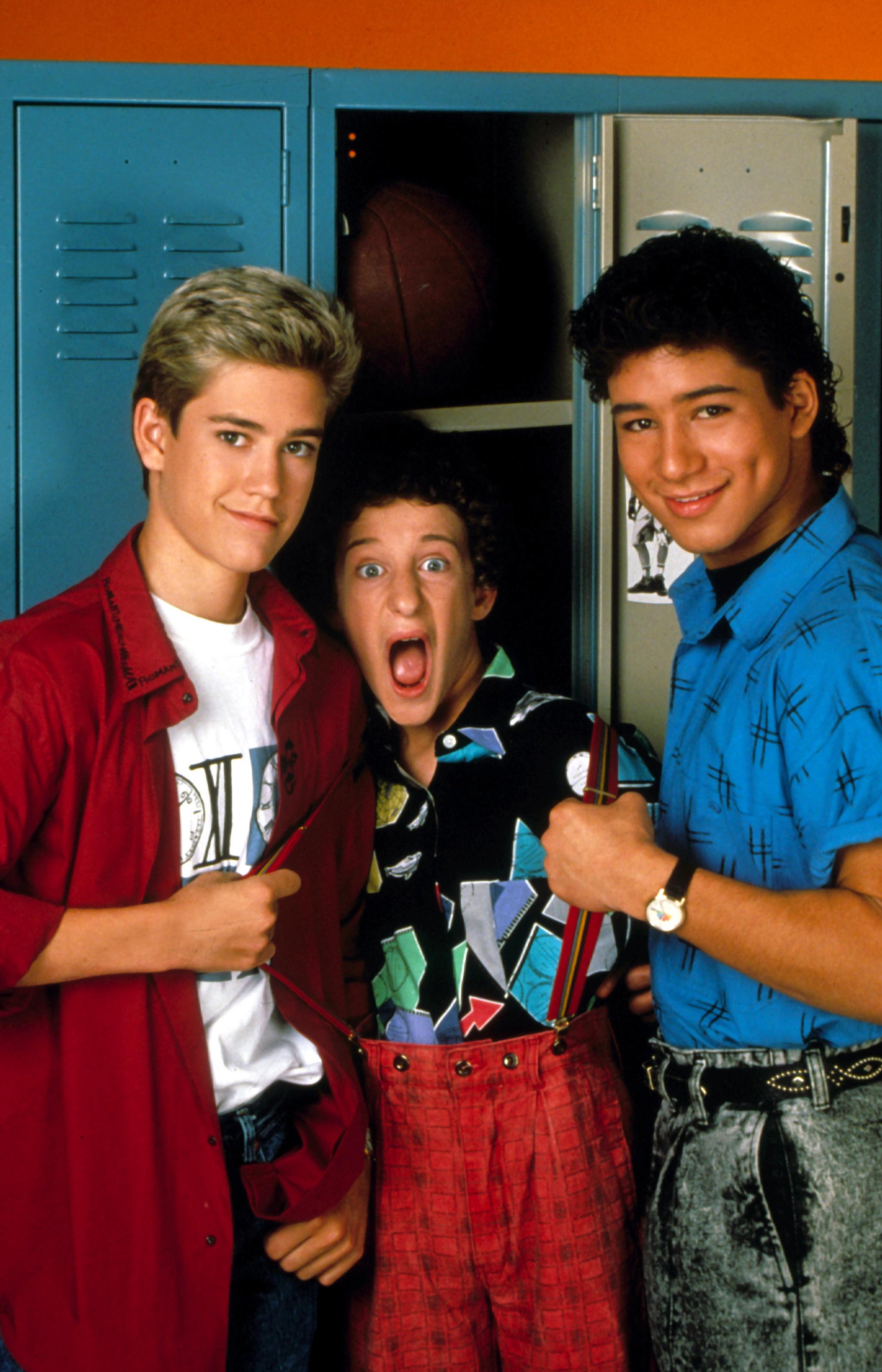 Diamond (centre) with fellow ‘Saved by the Bell’ stars Mark-Paul Gosselaar (left) and Mario Lopez