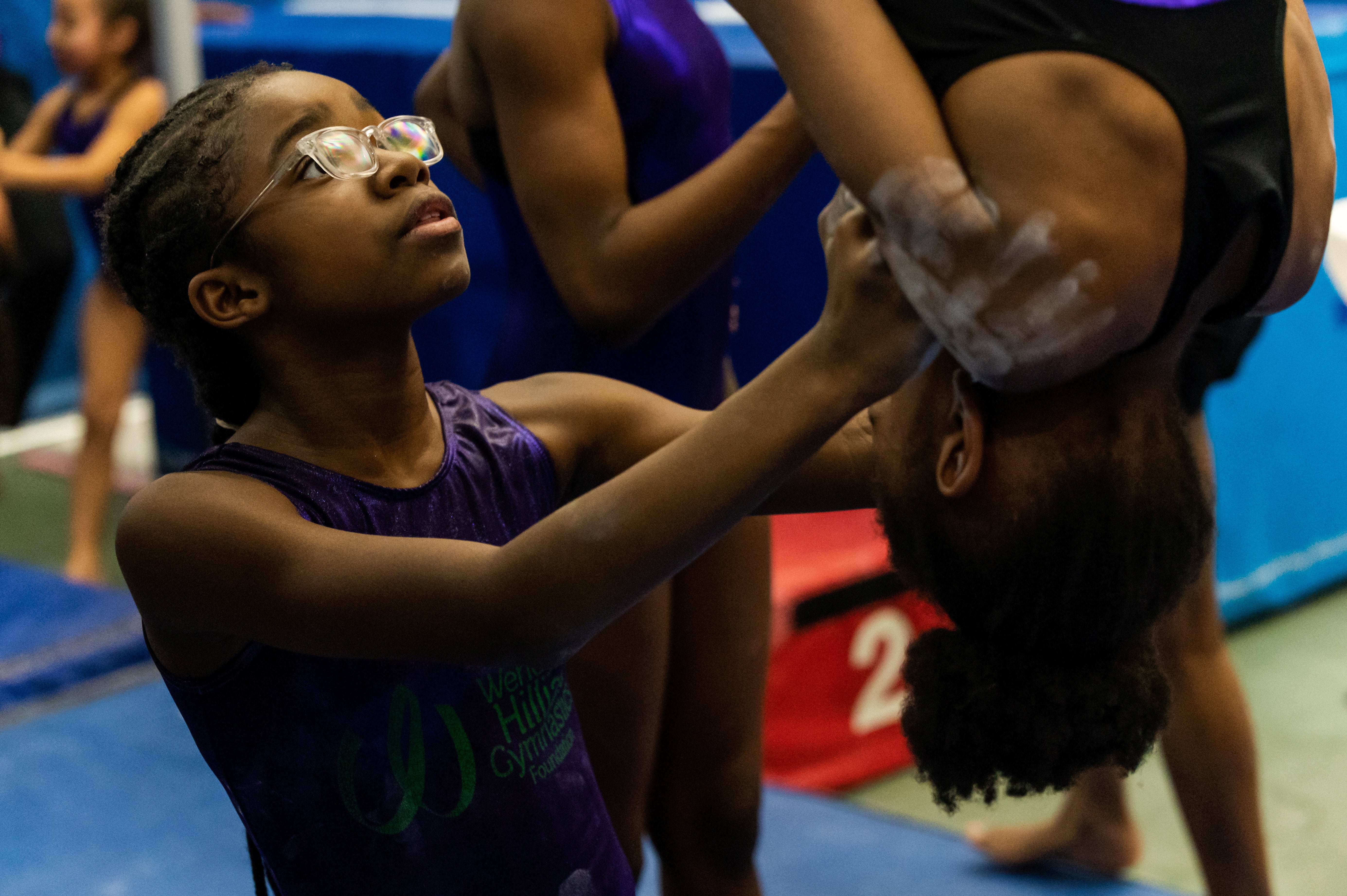 Gymnast Comora Johnson trains