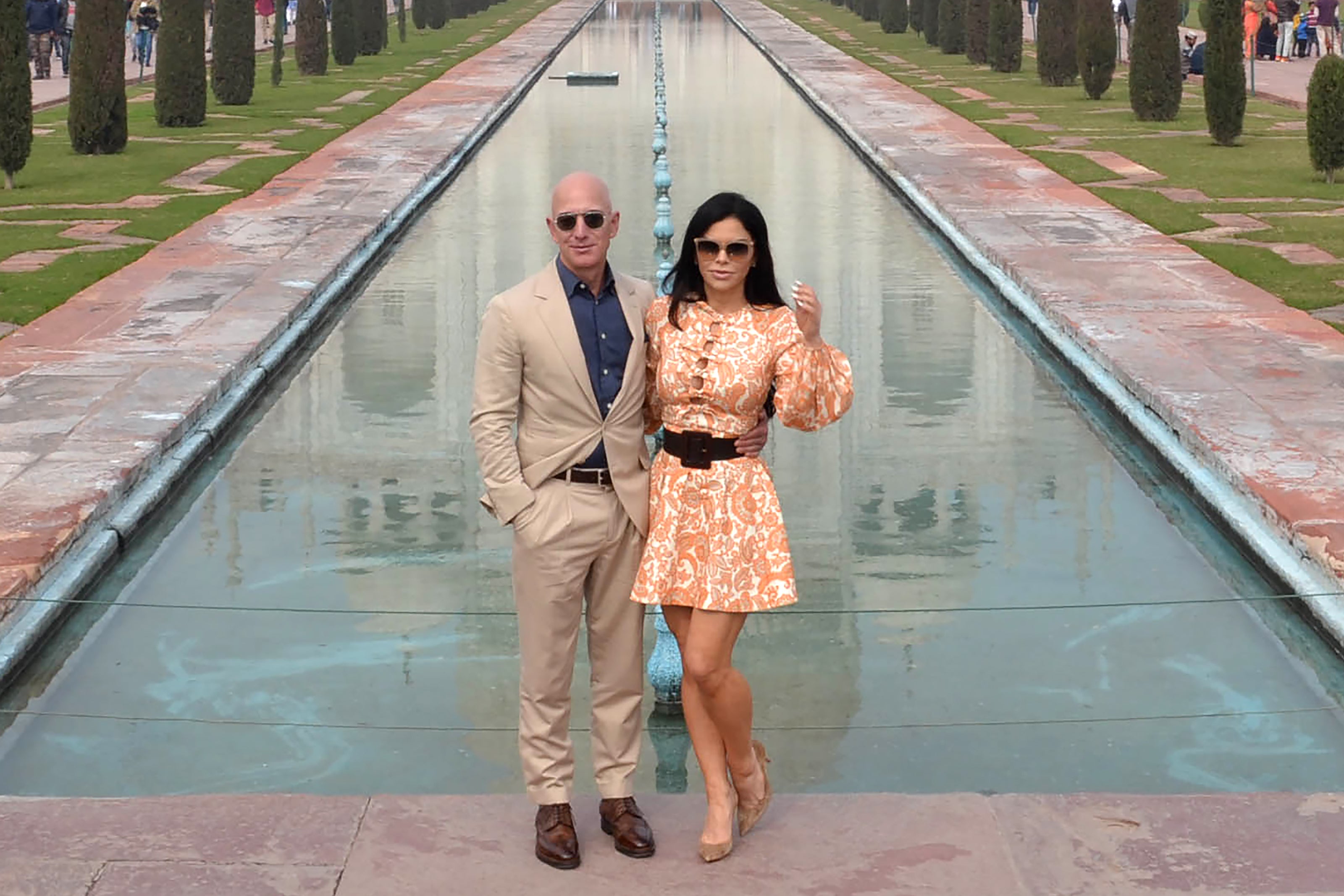 Jeff Bezos is pictured with girlfriend Lauren Sanchez