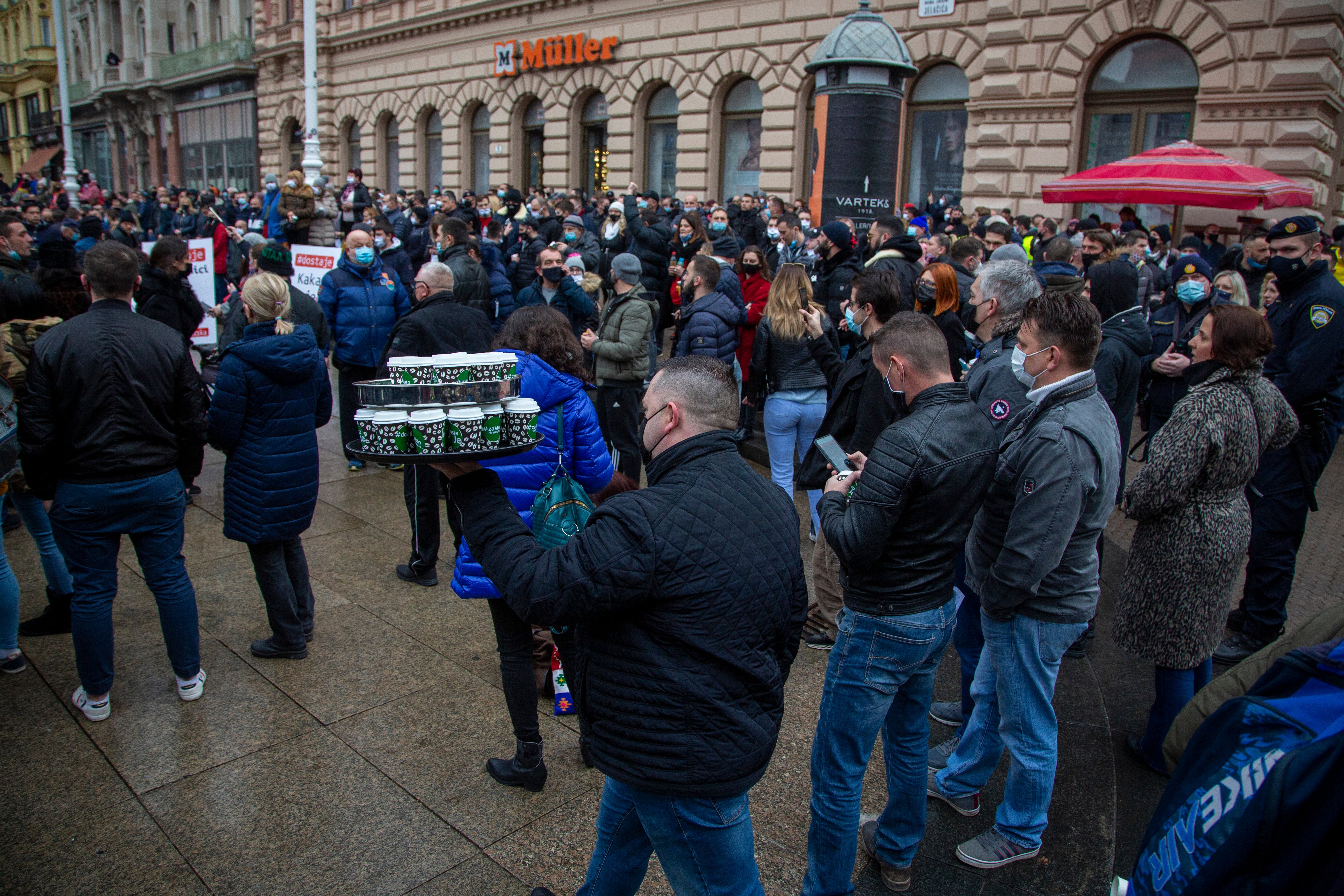 Virus Outbreak Croatia Protest