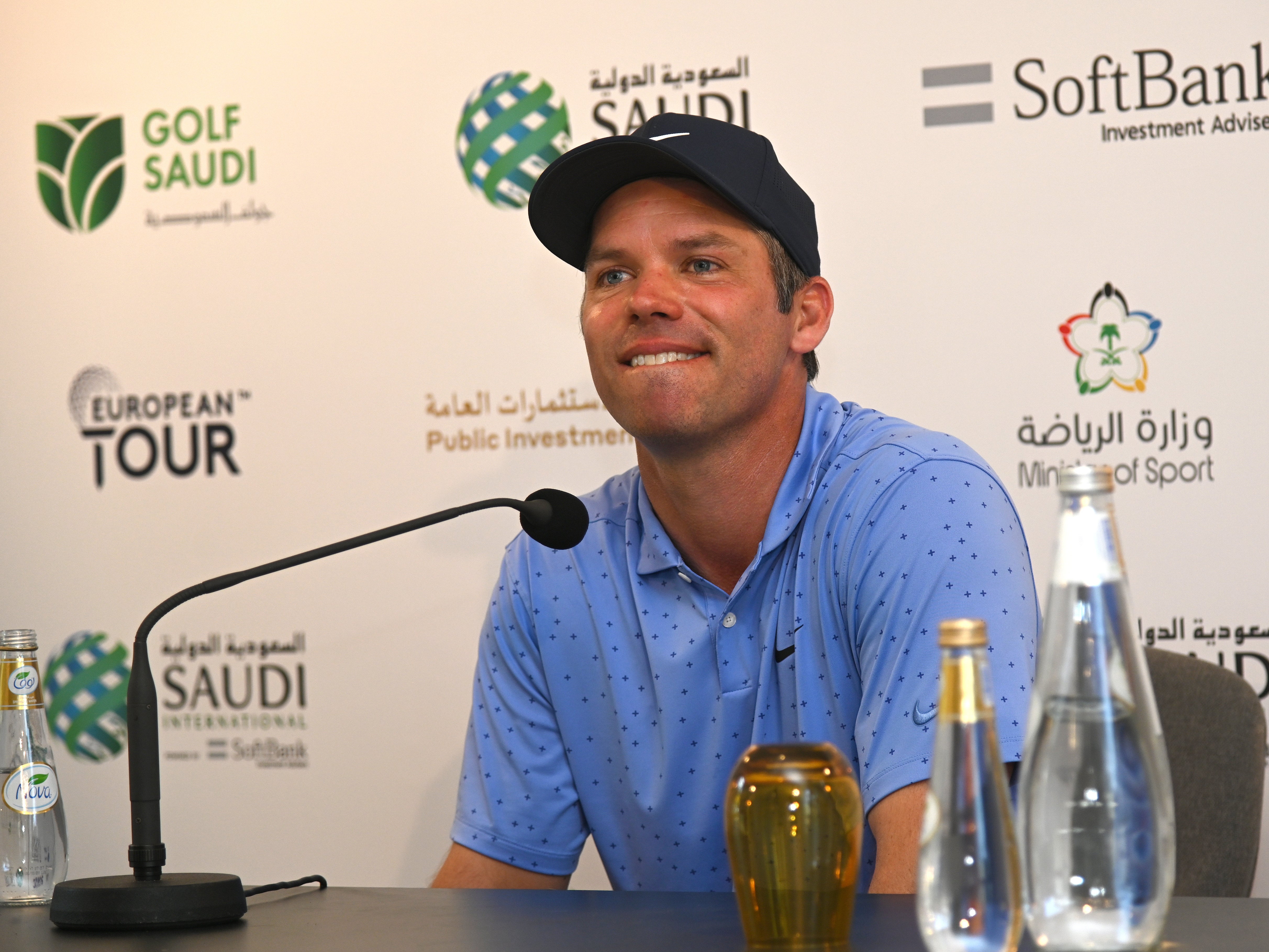 Paul Casey at a press conference in Saudi Arabia