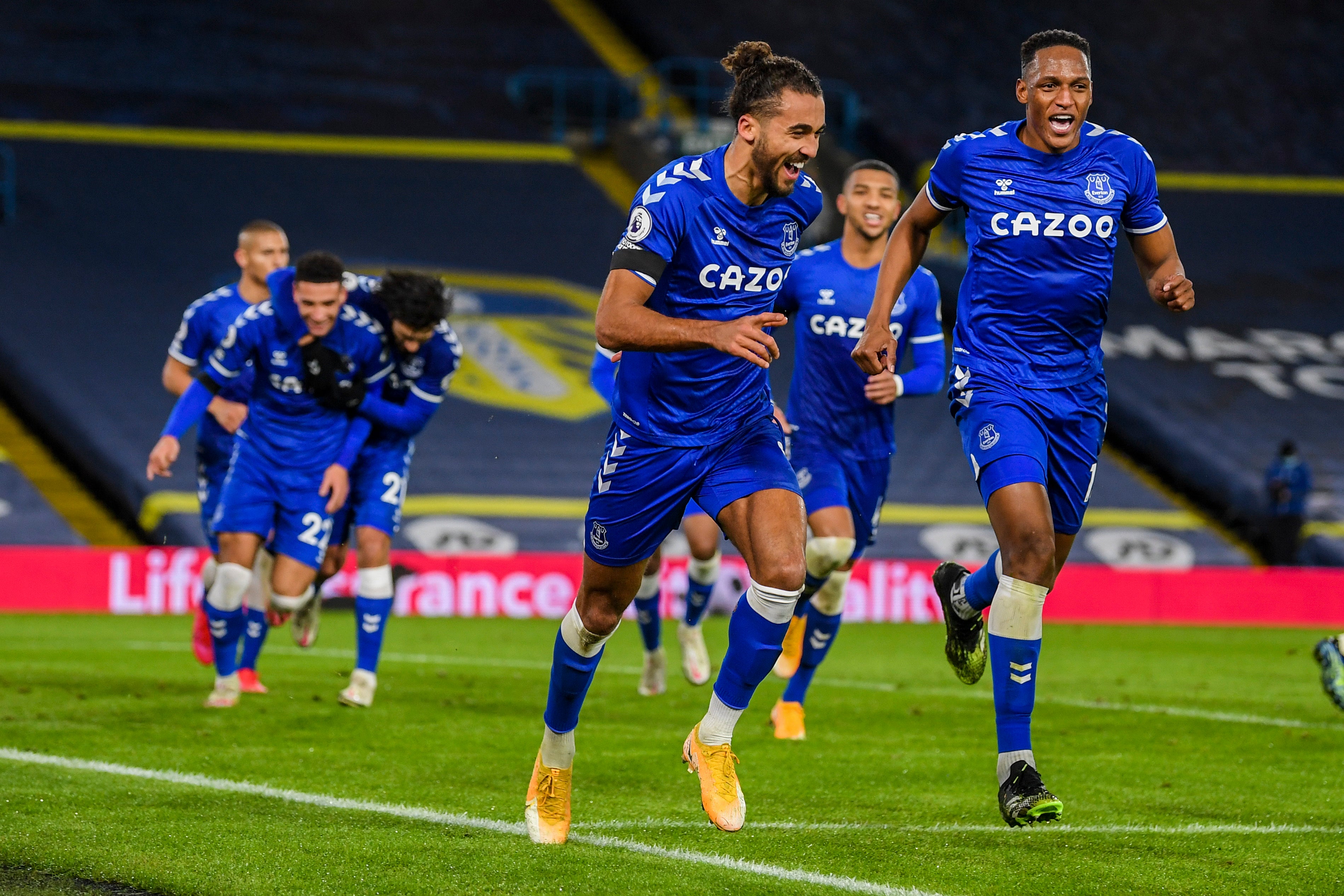 Dominic Calvert-Lewin celebrates after scoring Everton’s second goal