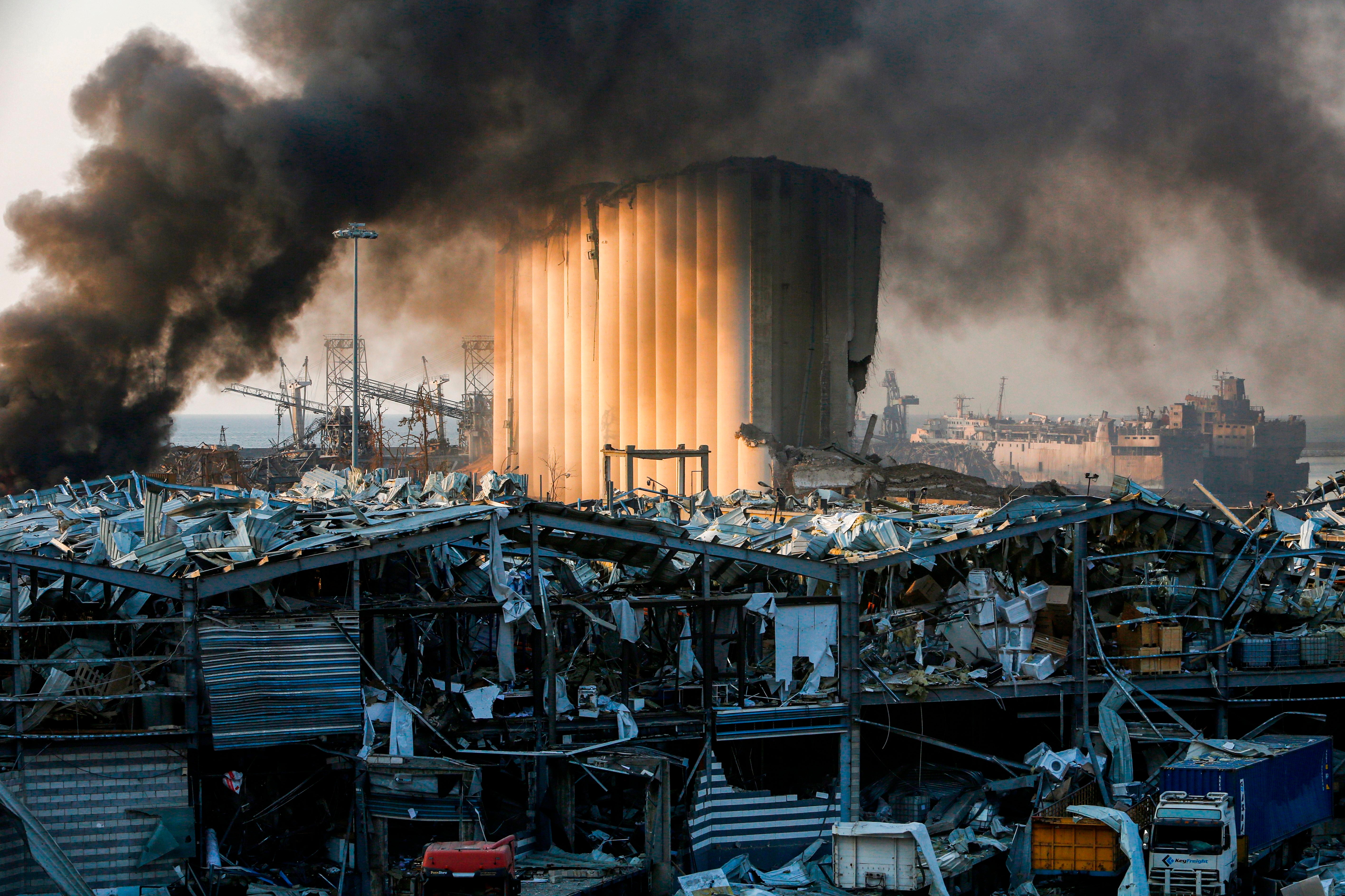 A destroyed silo at the explosion site in Beirut