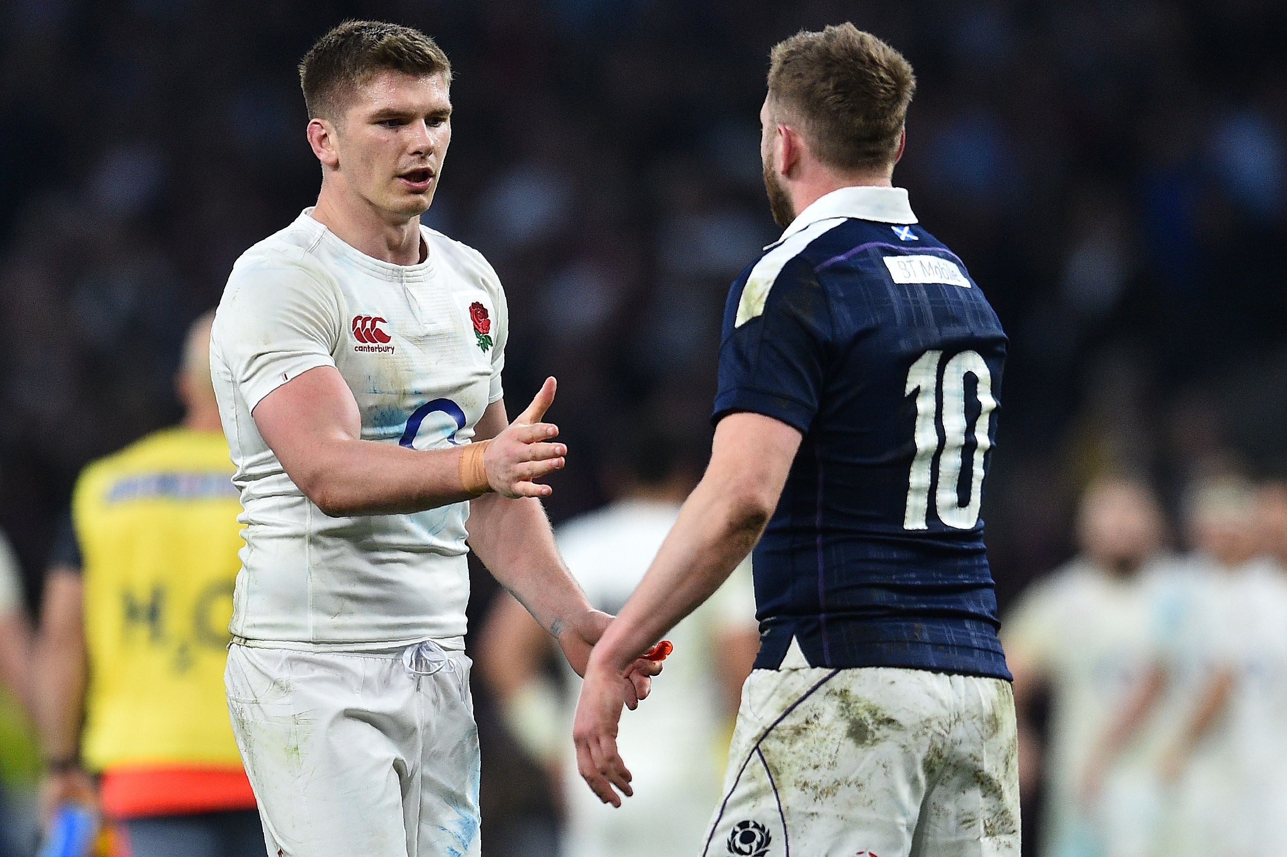 England’s Owen Farrell (left) and Scotland’s Finn Russell have forged a friendship