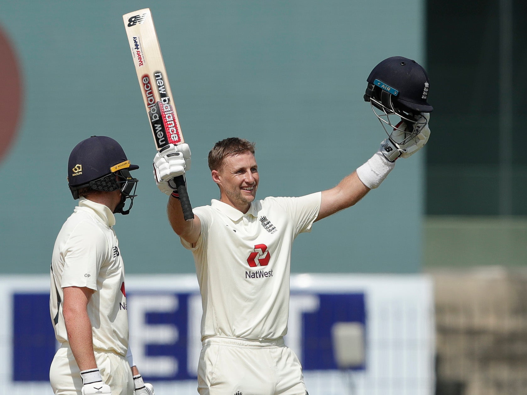 Joe Root celebrates his double hundred