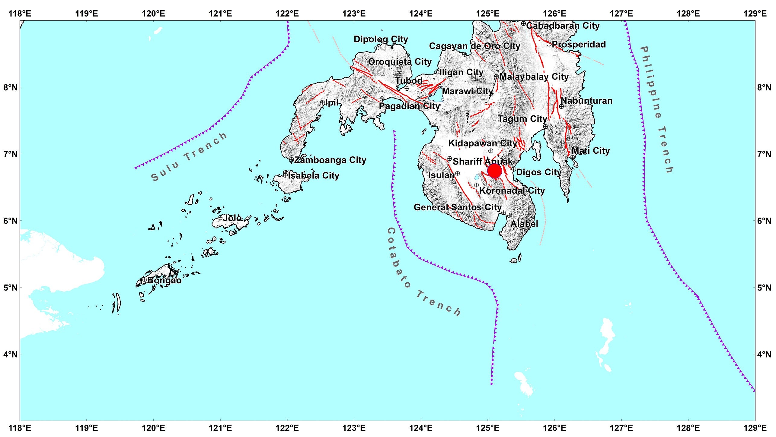 A map provided by the Phivolcs service showing the location of the quake