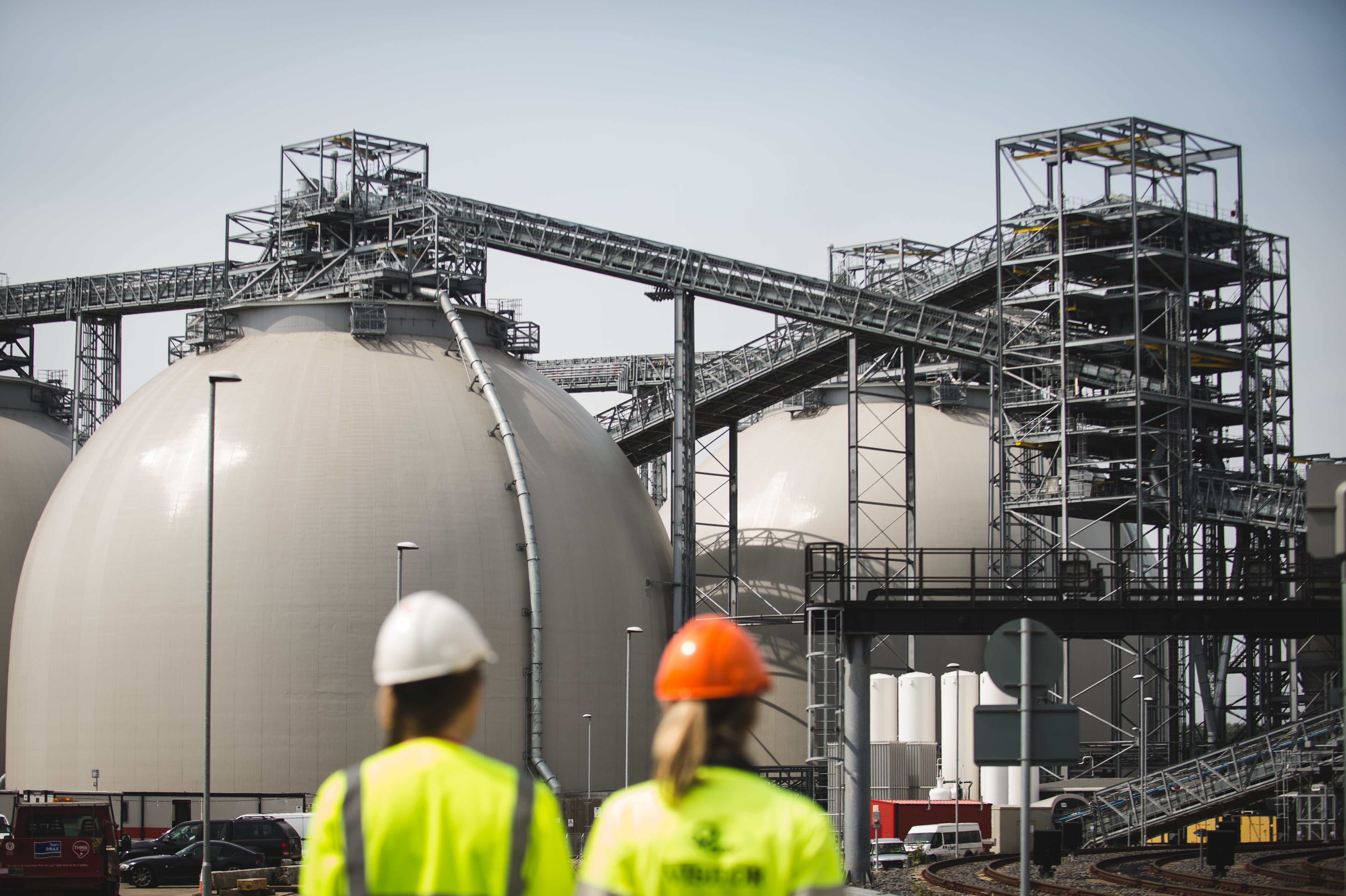 Biomass domes at Drax power station in North Yorkshire