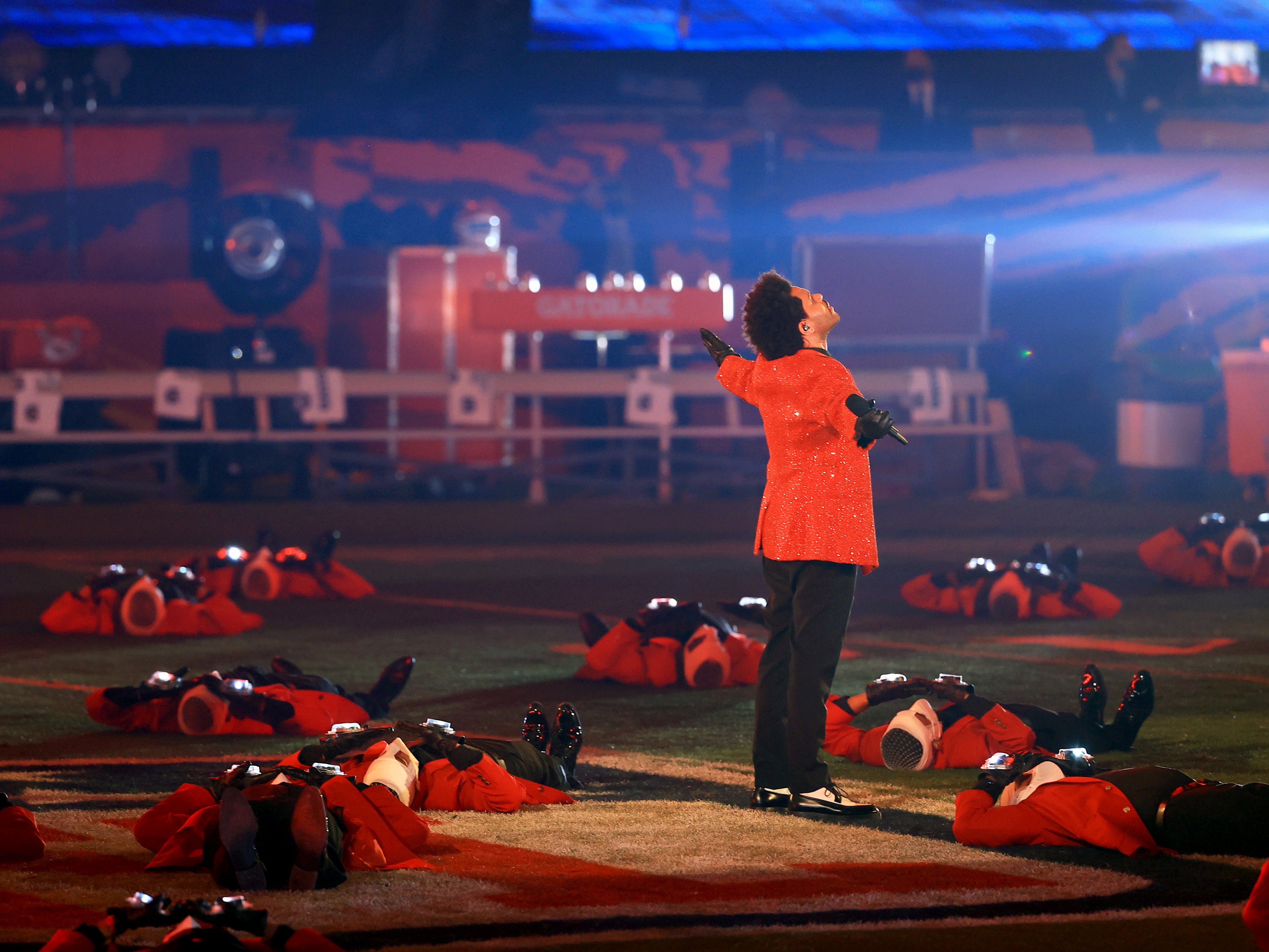 The Weeknd performs during the Pepsi Super Bowl LV Halftime Show