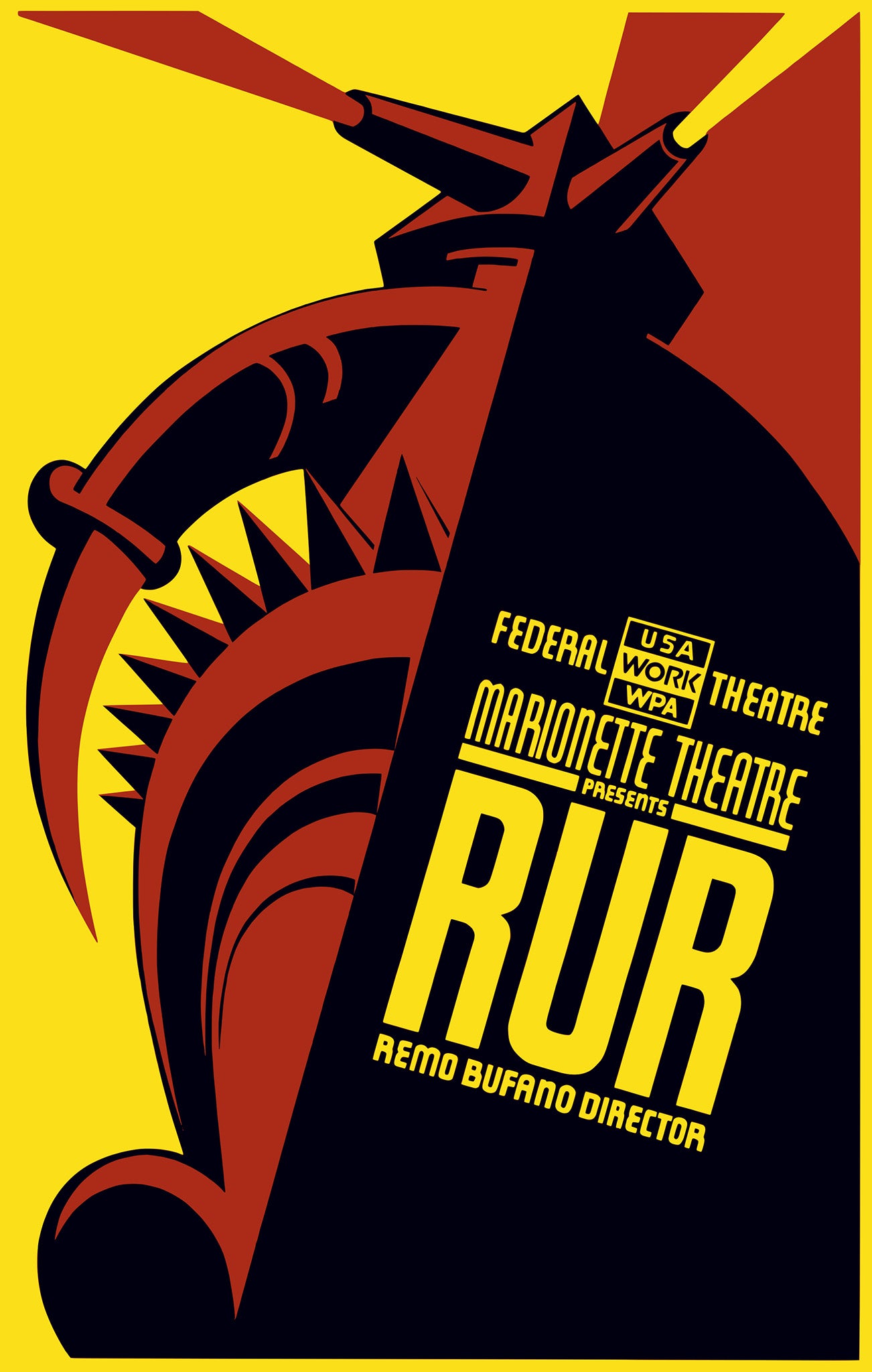 A poster for ‘RUR’ at the Marionette Theatre in New York between 1936-39