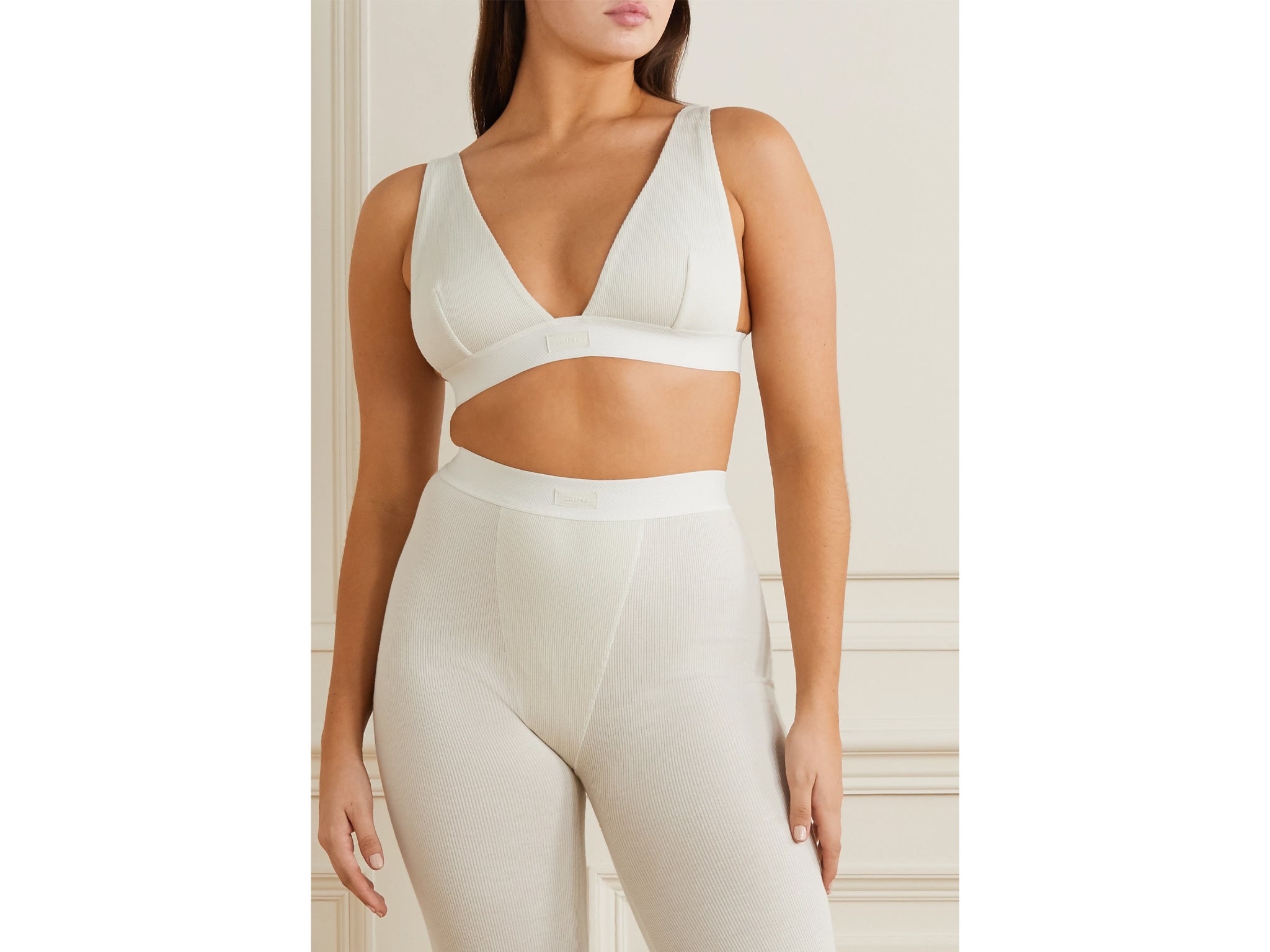 SKIMS cotton collection plunge ribbed cotton-blend jersey bralette.jpg