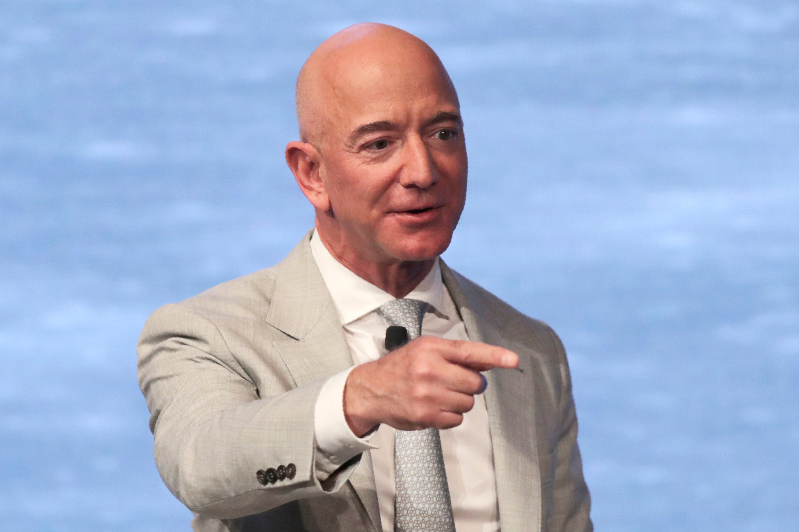 FILE - In this June 19, 2019, file photo, Amazon founder Jeff Bezos speaks during the JFK Space Summit at the John F Kennedy Presidential Library in Boston. Bezos is one of the 50 Americans who gave the most to charity in 2020, according to the Chronicle of Philanthropy’s annual rankings