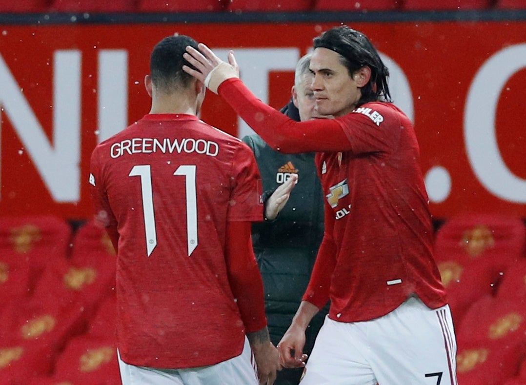 Edinson Cavani replaces Mason Greenwood at Old Trafford