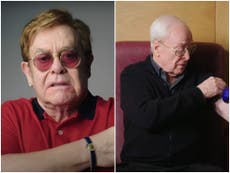 Elton John and Michael Caine go head to head in NHS video promoting coronavirus vaccine