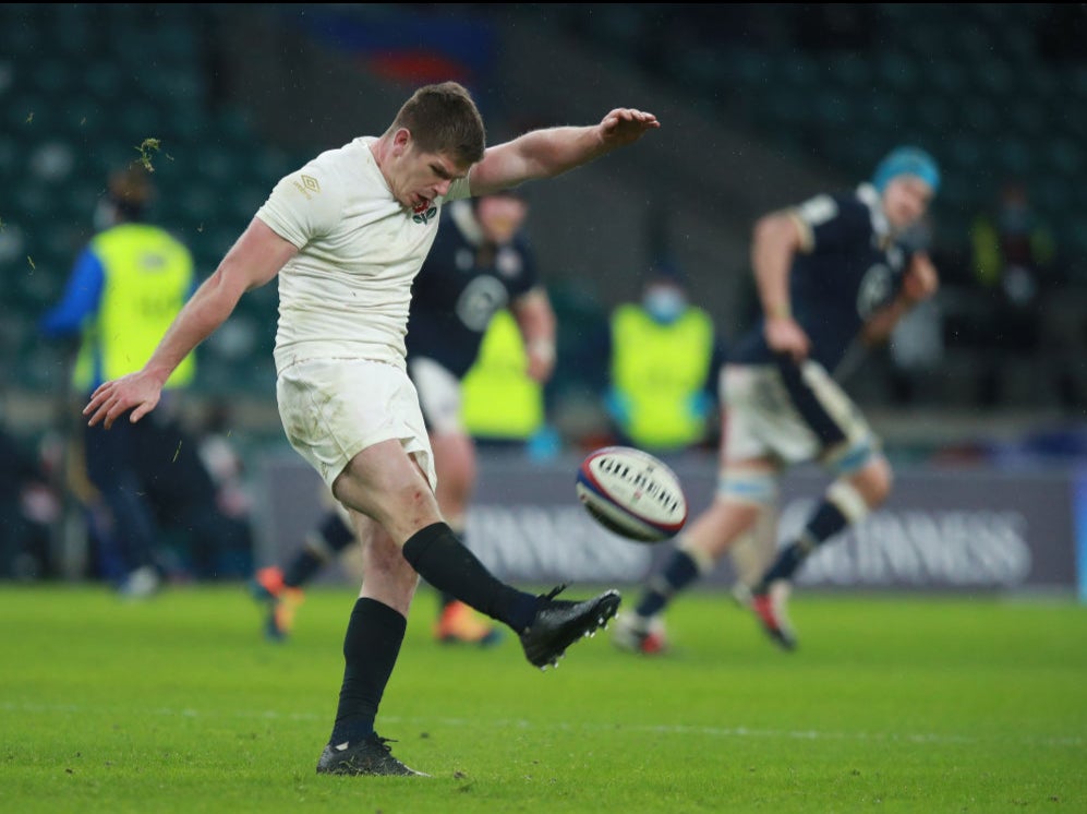 Owen Farrell in action against Scotland