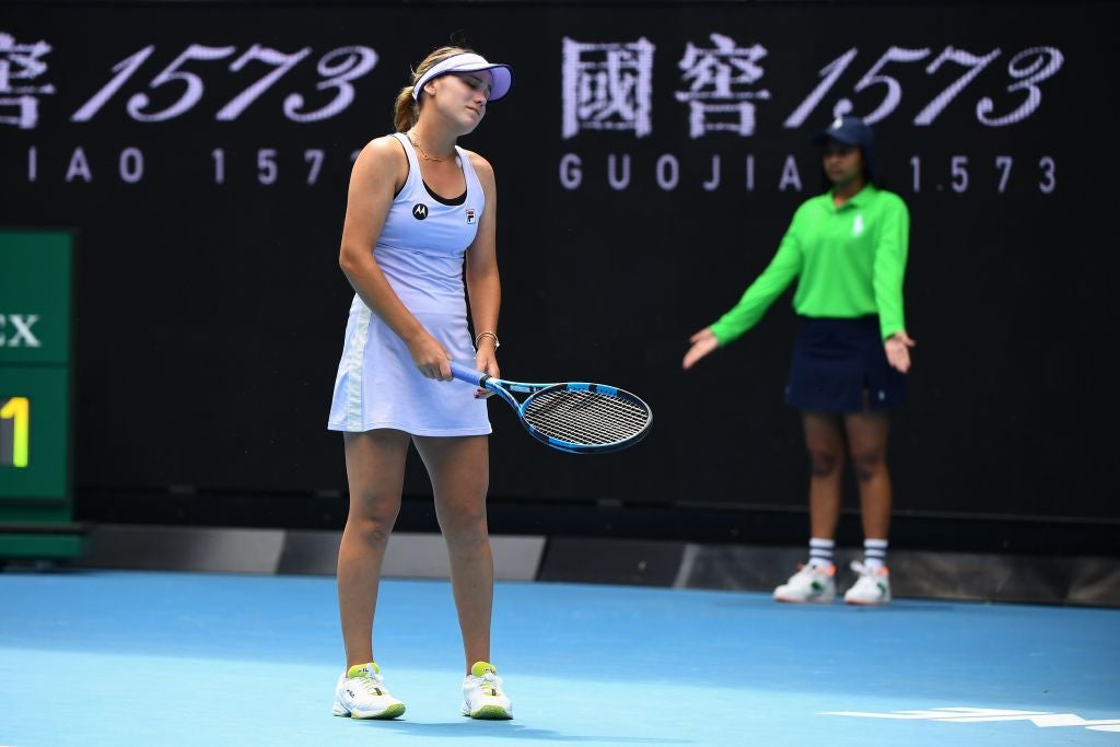 Sofia Kenin reacts against Kaia Kanepi on day four in Melbourne