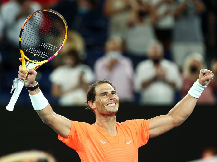 Rafael Nadal celebrates victory