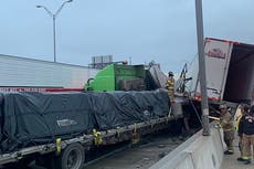 Five dead and drivers trapped after 100 car pile-up on icy Texas freeway