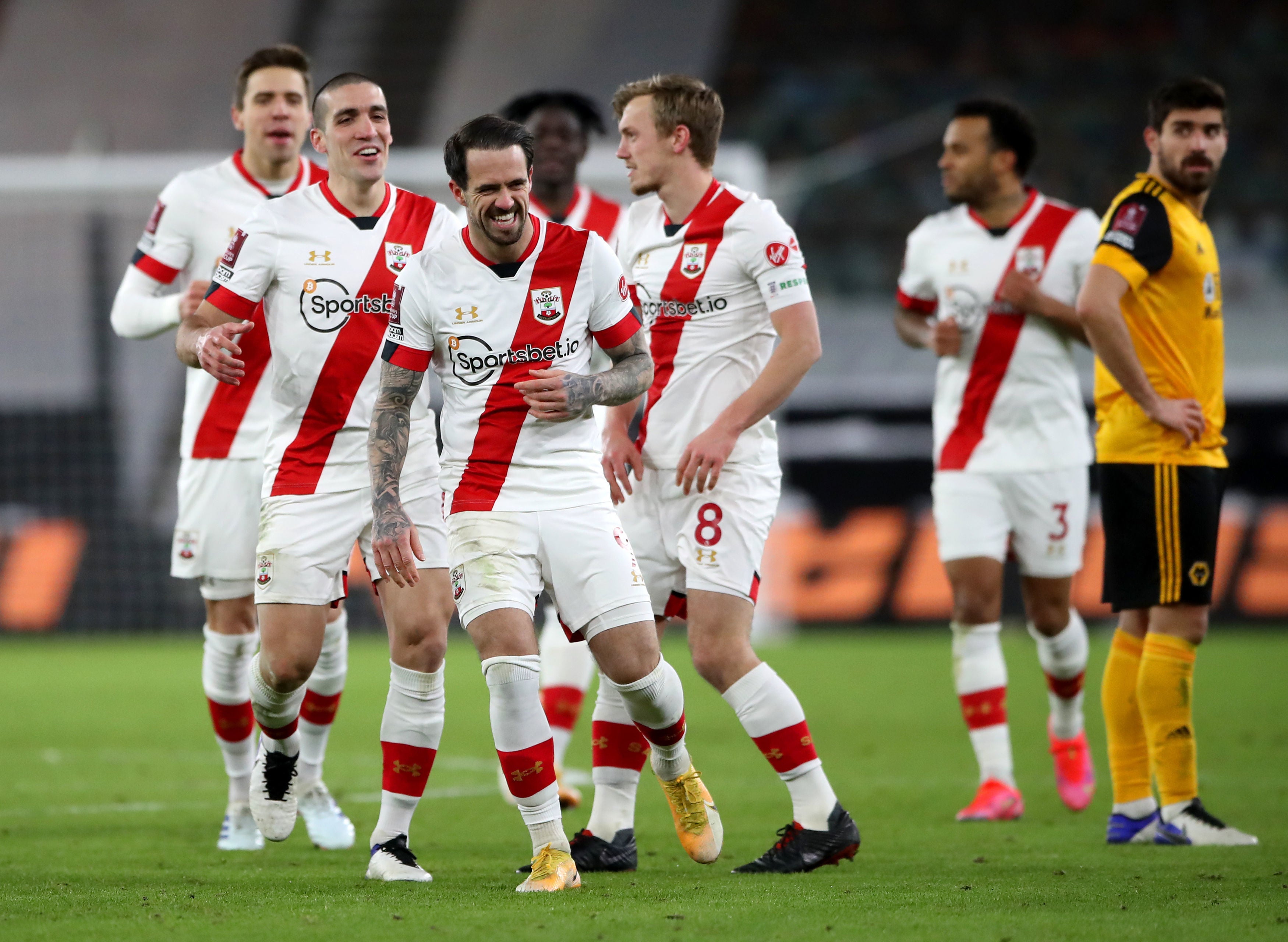 Southampton celebrate after Danny Ings’ goal