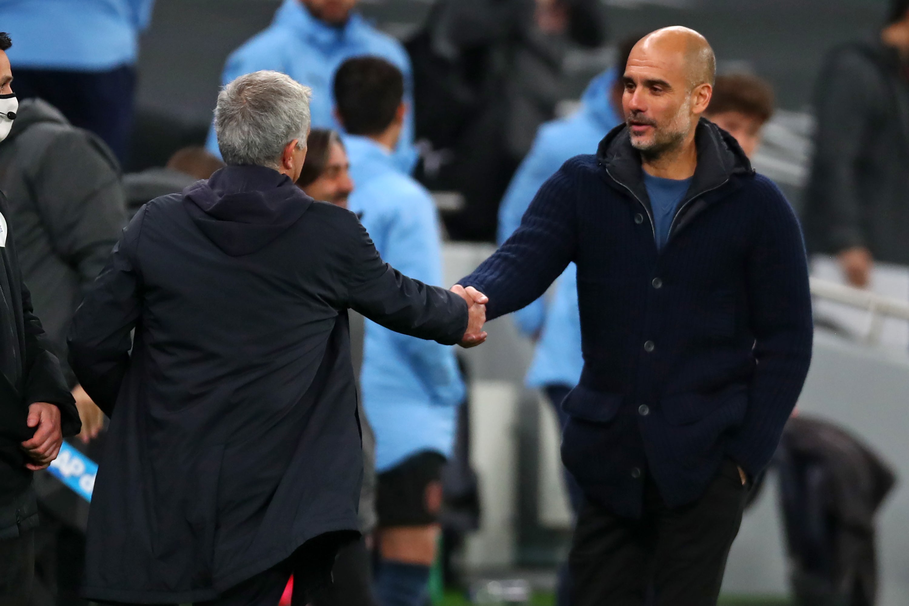 Manchester City manager Pep Guardiola and Tottenham counterpart Jose Mourinho